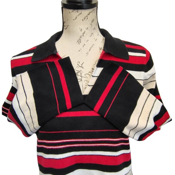 Vintage Y2K Charter Club Womens Sweater Striped Collar Preppy Academia Fall - Picture 5 of 7